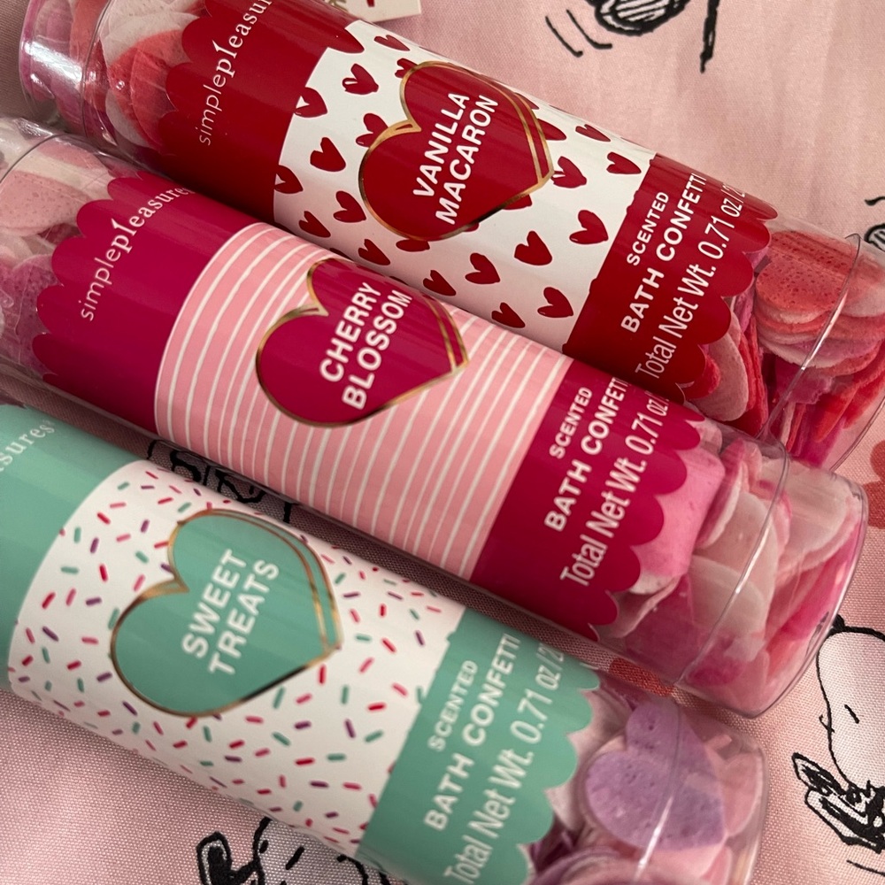 Bath Confetti Set of 3 Cherry Blossom, Vanilla Macaron, Sweet Treats Valentines